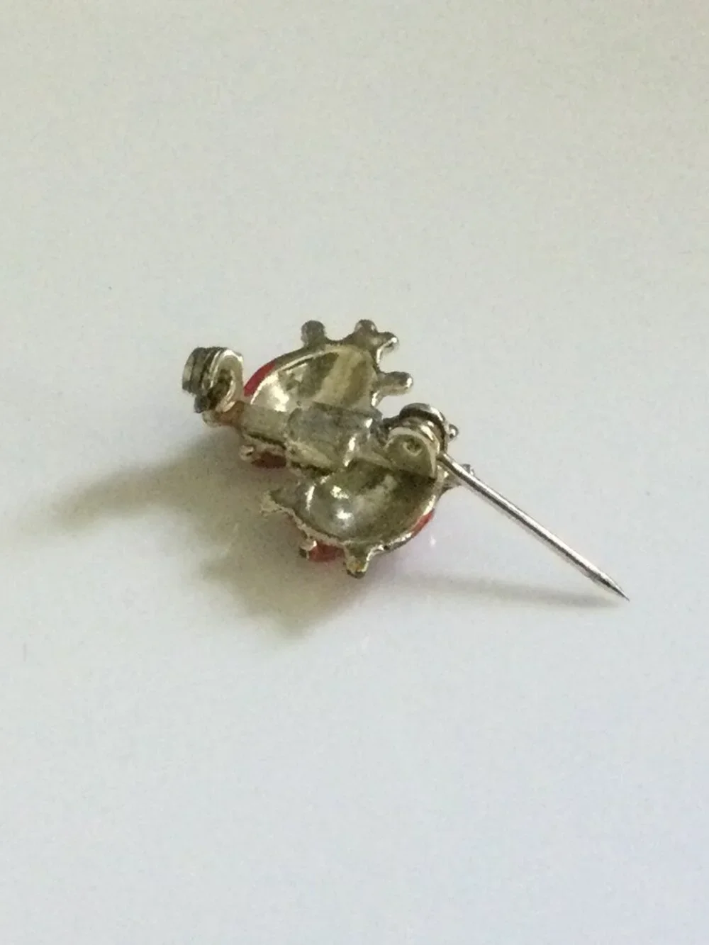 Vintage Double Ladybug Brooch Pin Gold Tone Red Enamel Whimsical Novelty